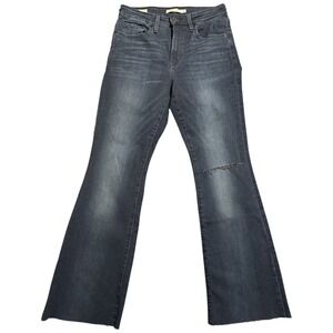 Levi's Premium 726 Denim Jeans Women's Size 29x29 Flared Leg Dark‎ Blue Raw Hem